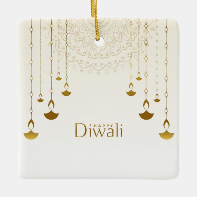 Lycklig Diwali Julgransprydnad Keramik (Framsida)