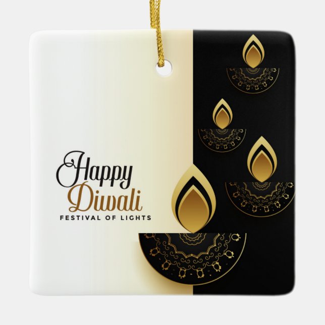 Lycklig Diwali Julgransprydnad Keramik (Framsida)