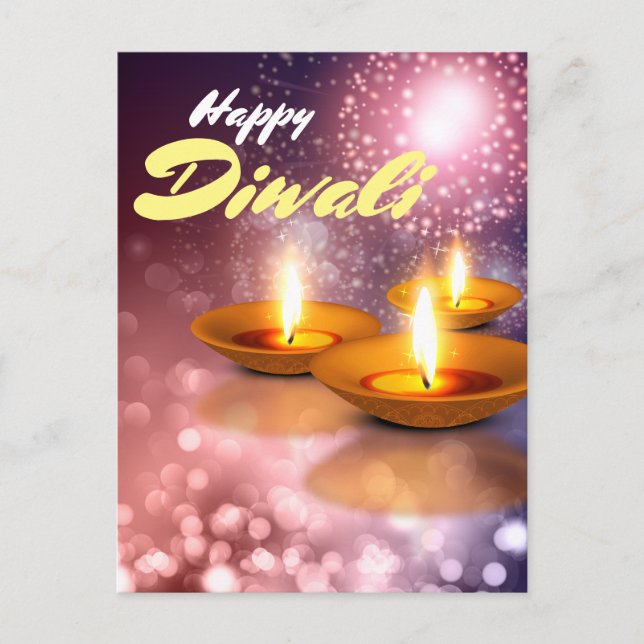 Lycklig Diwali Lamps som ger bakgrundsbelysning av Vykort (Framsida)