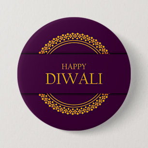 Lycklig Diwali Lila Guld Elegant Modern Knapp