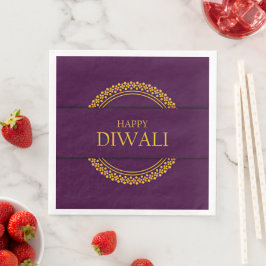 Lycklig Diwali Lila Guld Elegant Modern Pappersservett