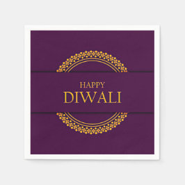 Lycklig Diwali Lila Guld Elegant Modern Pappersservett