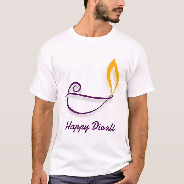 Lycklig Diwali Lila T Shirt (Framsida)