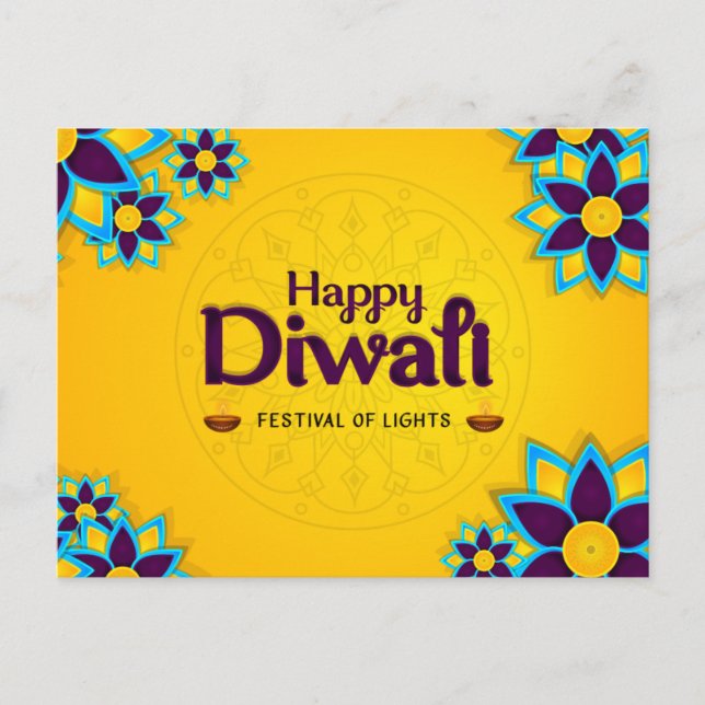 Lycklig Diwali - Ljus festival Vykort (Framsida)