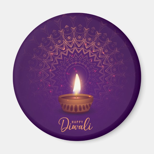 Lycklig Diwali - ljus tänt Magnet (Framsidan)