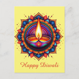 Lycklig Diwali Mandala Diya Festival of Light Gult Helg Vykort