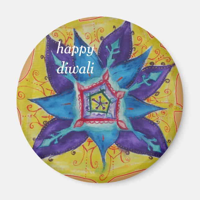 Lycklig Diwali mandala Magnet (Framsidan)