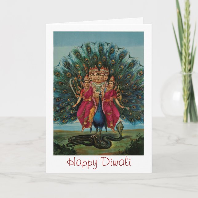 Lycklig Diwali med indiska gudinna Kort (Framsida)