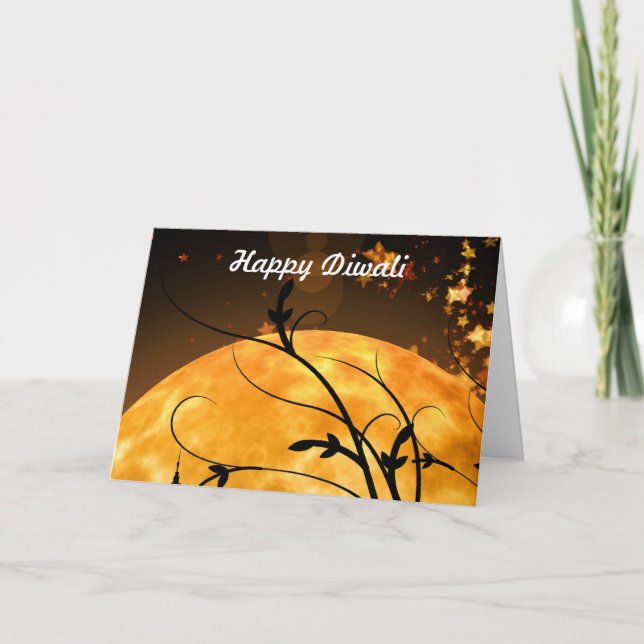 Lycklig Diwali med månljus anpassningsbar Kort (Framsida)