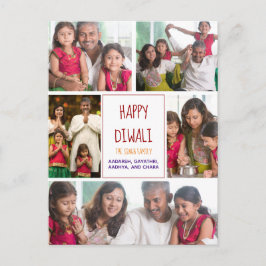 Lycklig Diwali Modern Photo Collage Red Helgdag Vykort