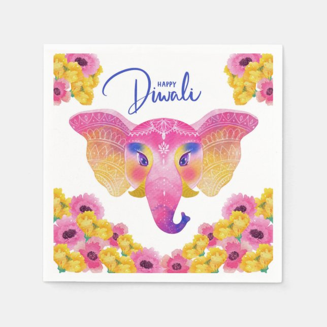 Lycklig Diwali Napkins Pappersservett (Framsidan)