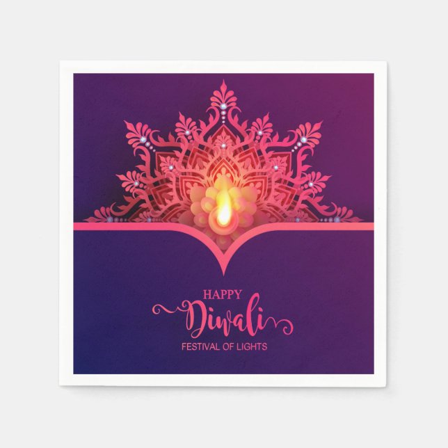 Lycklig Diwali Napkins Pappersservett (Framsidan)