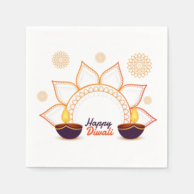 Lycklig Diwali Napkins Pappersservett (Framsidan)