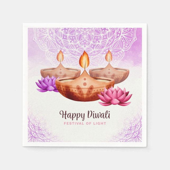 Lycklig Diwali Napkins Pappersservett (Framsidan)