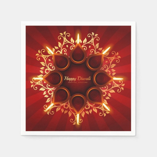 Lycklig Diwali Napkins Pappersservett (Framsidan)