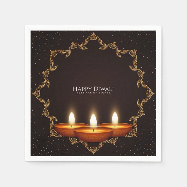 Lycklig Diwali Napkins Pappersservett (Framsidan)