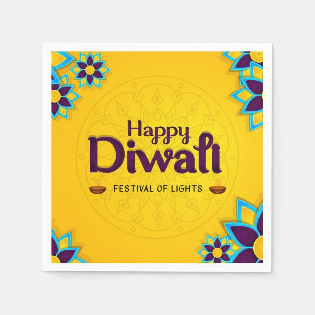 Lycklig Diwali Napkins Pappersservett (Framsidan)