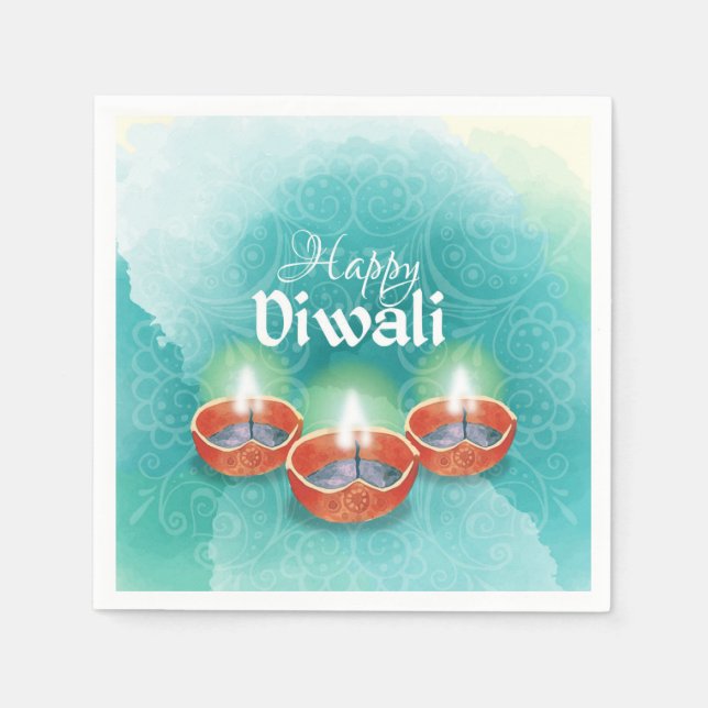 Lycklig Diwali Napkins Pappersservett (Framsidan)