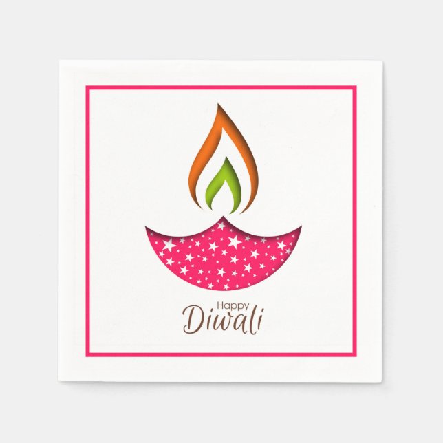 Lycklig Diwali Napkins Pappersservett (Framsidan)