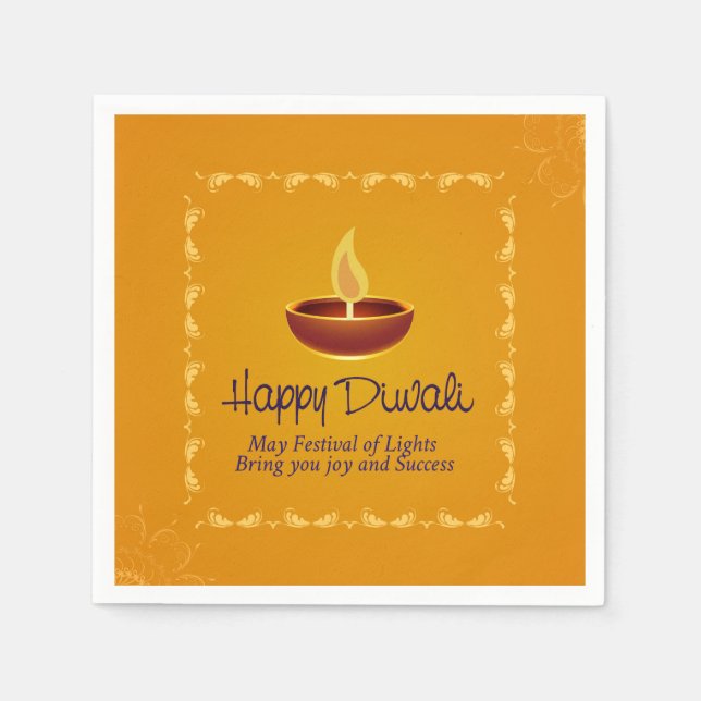 Lycklig Diwali Napkins Pappersservett (Framsidan)