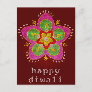 lycklig diwali nedfläckad glass rangoli vykort