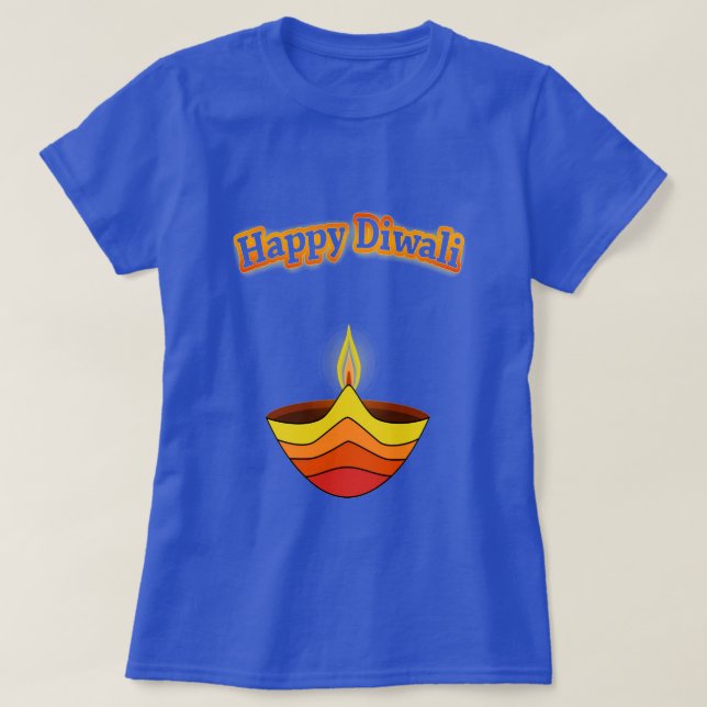Lycklig Diwali och Diya lampa T-shirt (Design framsida)