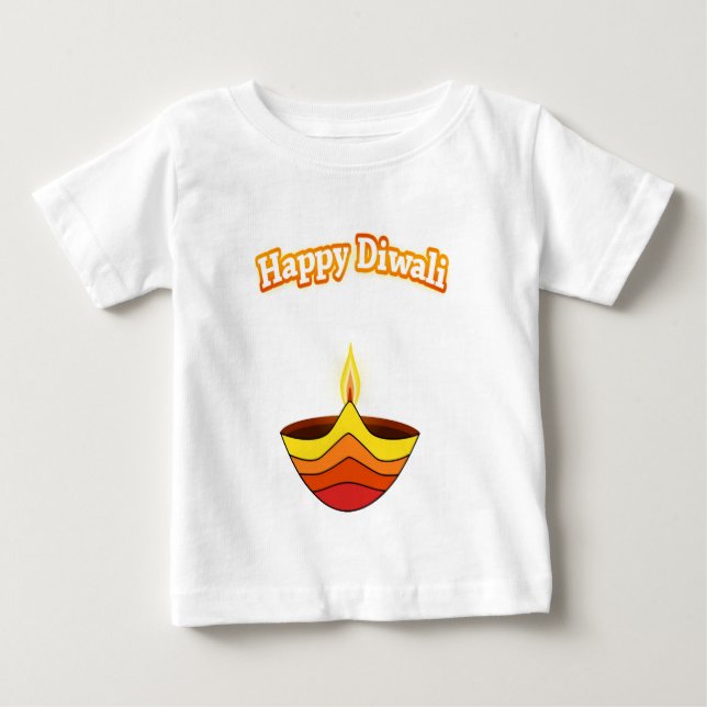 Lycklig Diwali och Diya lampa Tee Shirt (Framsida)