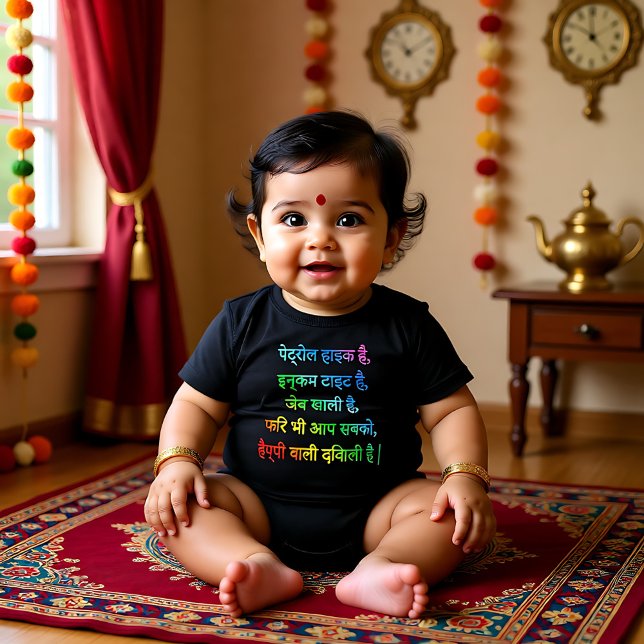 Lycklig Diwali önskar i Hindu 2 T Shirt (Happy Diwali wish in Hindu 2 Baby Bodysuit)