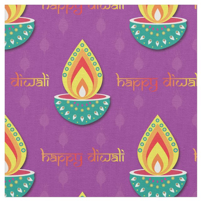 Lycklig Diwali på lilan Tyg (Närbild)