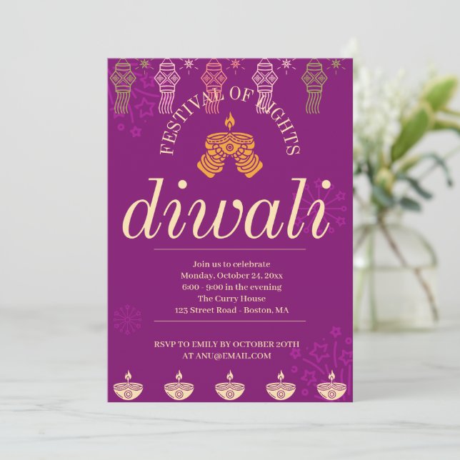 Lycklig Diwali Party Inbjudningar (Stående Fram)