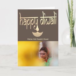 Lycklig Diwali Photo Personlig Guld och jord Kort