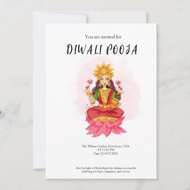 Lycklig diwali poja inbjudningar (Framsida)