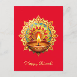 Lycklig Diwali Rangoli Diya Festival Light Red Helg Vykort