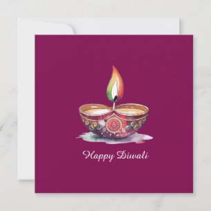 Lycklig Diwali Rangoli Diya Festival Ljus Vin Kort