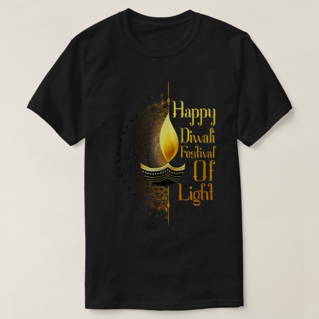 Lycklig Diwali Rangoli-festival för för manar ljus T Shirt (Design framsida)