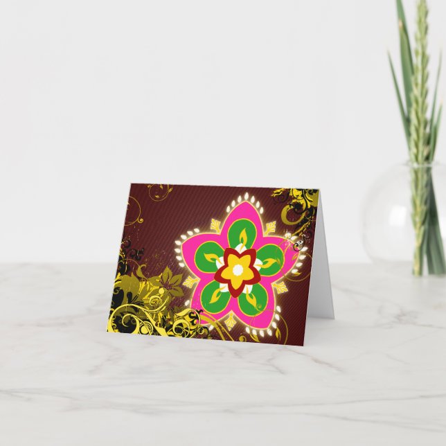 lycklig diwali: rangoli hög-fi kort (Framsida)