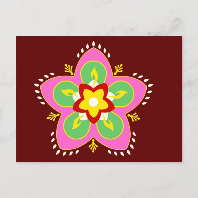 lycklig diwali rangoli vykort (Framsida)