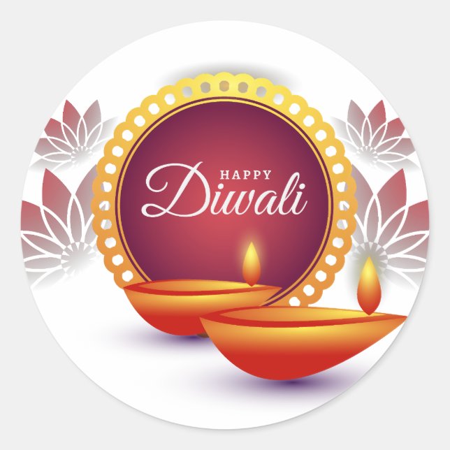 Lycklig Diwali Runt Klistermärke (Framsida)