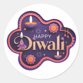 Lycklig Diwali Runt Klistermärke