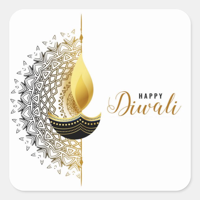 Lycklig Diwali Square Sticker Fyrkantigt Klistermärke (Framsida)