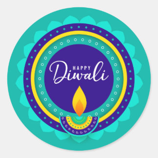 Lycklig Diwali Sticker Runt Klistermärke