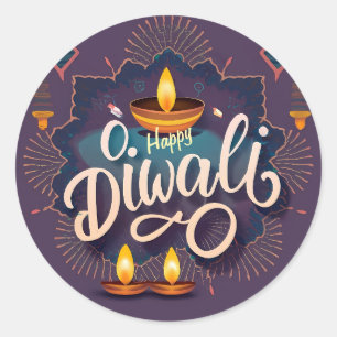 Lycklig Diwali Sticker Runt Klistermärke