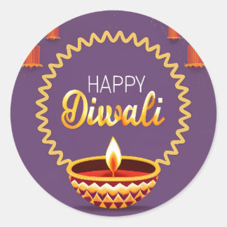 Lycklig Diwali Sticker Runt Klistermärke