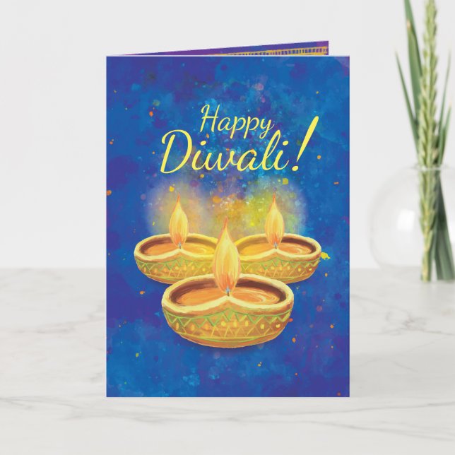 Lycklig Diwali upplysande stearinljushälsning Kort (Framsida)