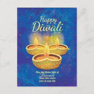 Lycklig Diwali upplysande stearinljushälsning Vykort