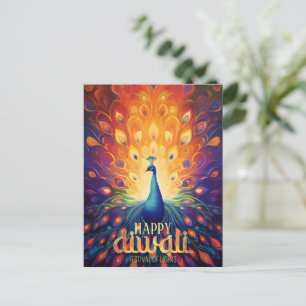 Lycklig Diwali Vibrant Peacock Festival Ljus Helg Vykort