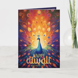 Lycklig Diwali Vibrant Peacock Festival Ljus Inbjudan