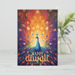 Lycklig Diwali Vibrant Peacock Festival Ljus Julkort