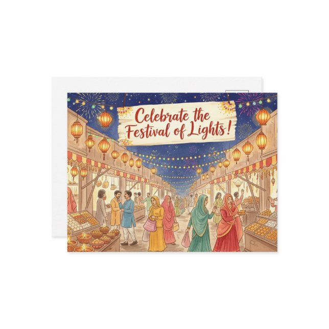 Lycklig Diwali Vykort (Fram/Back In Situ)