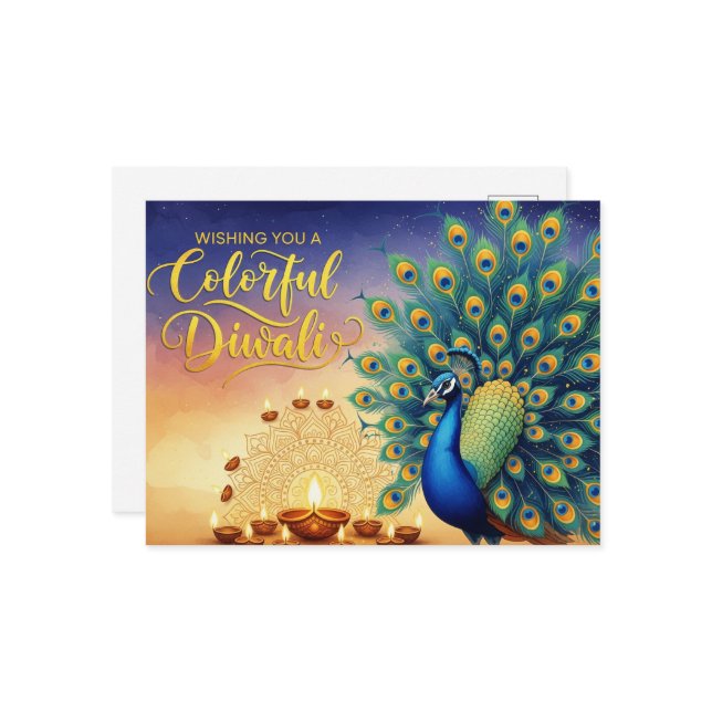 Lycklig Diwali Vykort (Fram/Back In Situ)